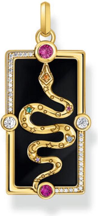 Immagine prodotto Thomas Sabo Ciondolo a catena Snake con smalto nero a freddo e pietre colorate placcato oro (Smalto, Argento 925, Smalto/argento)