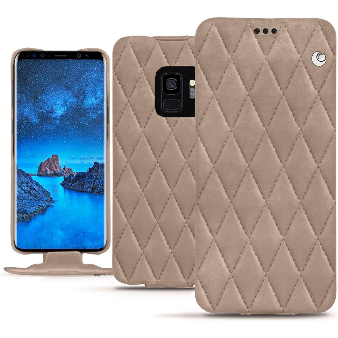 Noreve Lederschutzhülle vertikal (Samsung Galaxy S9+), Smartphone Hülle, Beige