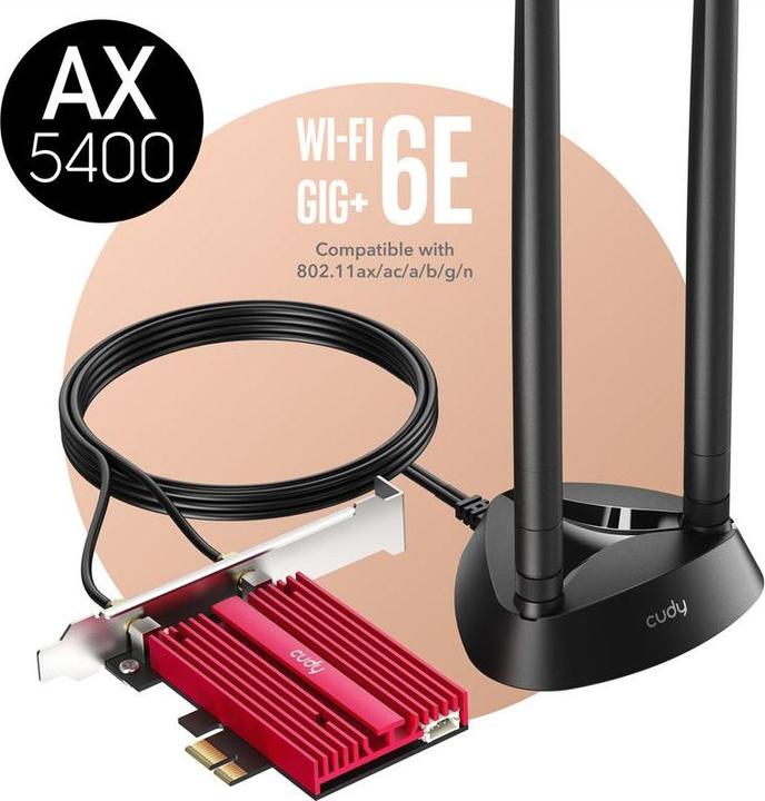 Actual product image Cudy WE4000 network card Internal WLAN / Bluetooth (Mini PCI Express)