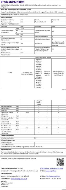 Produktbild Exquisit KGC250-85-NF-040D (247 l)