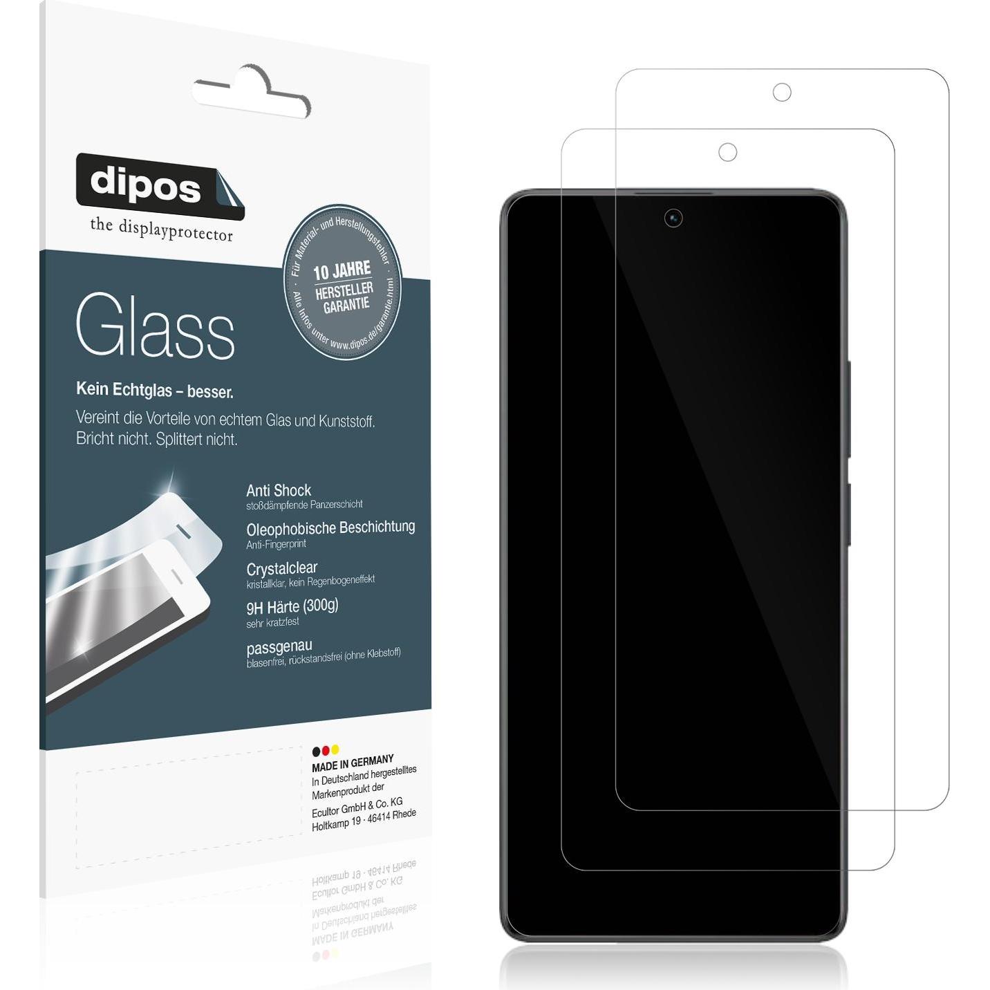 Dipos Displayschutz Anti-Shock (2 Stück, Xiaomi Redmi Note 13 Pro 4G), Smartphone Schutzfolie, Transparent