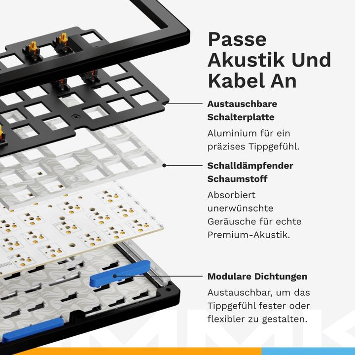 Actual product image Glorious GMMK 3 HE 100 % Custom Gaming Keyboard - Pre-Built, ISO (DE), Fox HE Switches, black (DE, Cable)