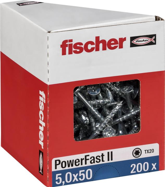 Produktbild Fischer PowerFast II 5,0x50 SK TX TG blvz 200 (200 Schrauben pro Stück)