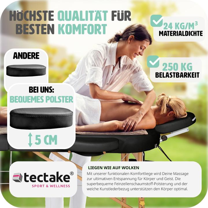 Image du produit tectake Table de massage Sawsan 3 zones avec rembourrage de 5cm et châssis en bois
