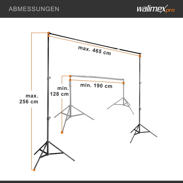 Produktbild Walimex Teleskop XXL Hintergrundsystem, 1.9-4.65m (465 cm, 400 cm)
