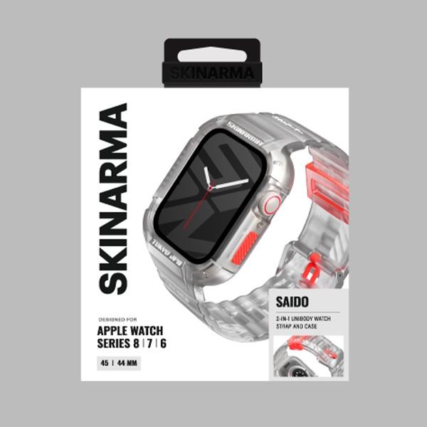 Produktbild Skinarma Band+Case Saido 2in1 Apple Watch 45/44mm clear (Edelstahl, TPU)