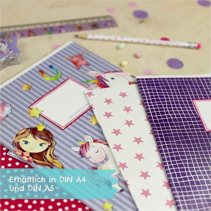 Produktbild Papierdrachen Schulhefte 4er Set DIN A5 - Einhorn (VE 4) (A5, Kariert, Kein Einband)