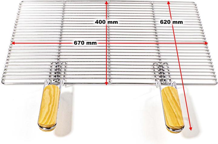 Image du produit Wiltec BBQ Grillrost Eckig 67x40cm Edelstahl Grillgitter Handgriffe Gasgrill Kugelgrill