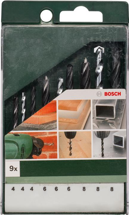 Produktbild Bosch Professional Zubehör 9tlg. Bohrer-Set: Metall HSS-R/Stein/Holz (4 mm, 6 mm, 8 mm)