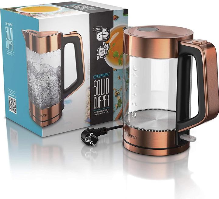 Produktbild Arendo Solid Edelstahl Glas-Wasserkocher, Kupfer (1.70 l)