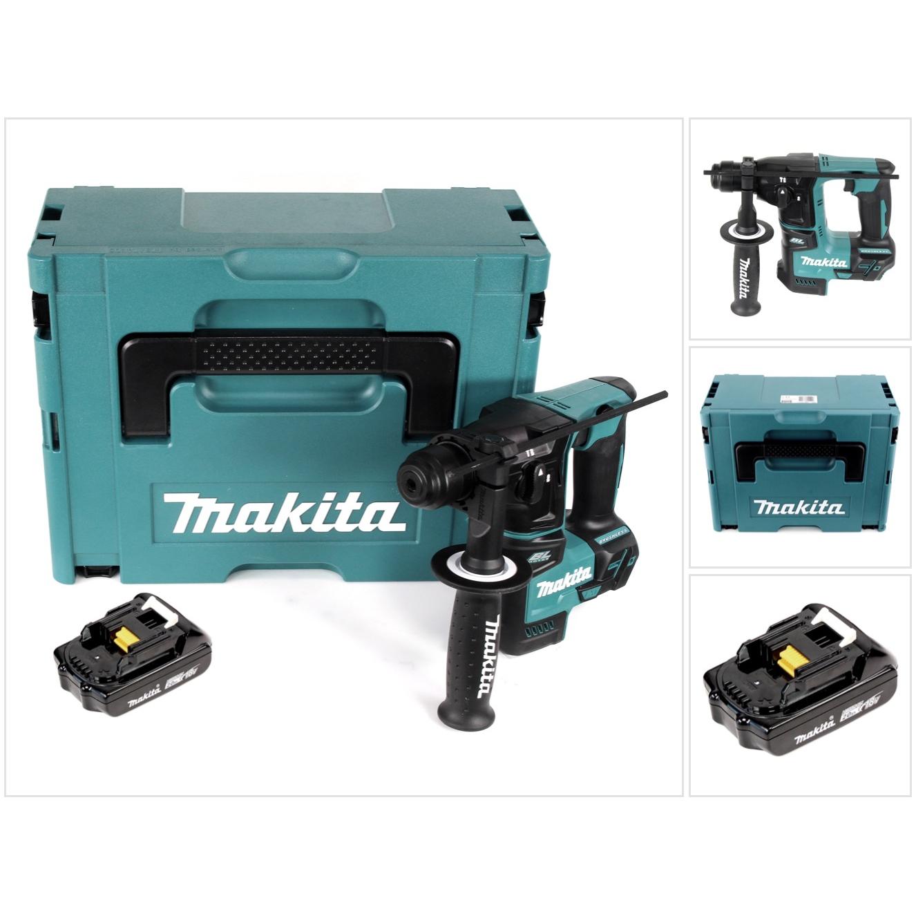Makita, Bohrmaschine + Akkuschrauber, DHR 171 A1J Akku Bohrhammer 18 V 1,20 J SDS Plus Brushless + 1x Akku 2,0 Ah + Makp...