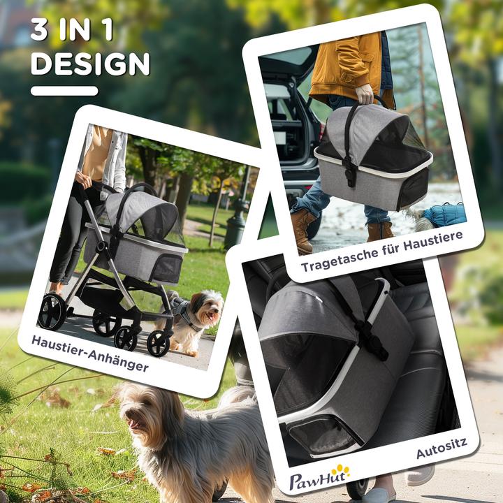 Actual product image PawHut Dog buggy with removable basket (Dog, Foldable)