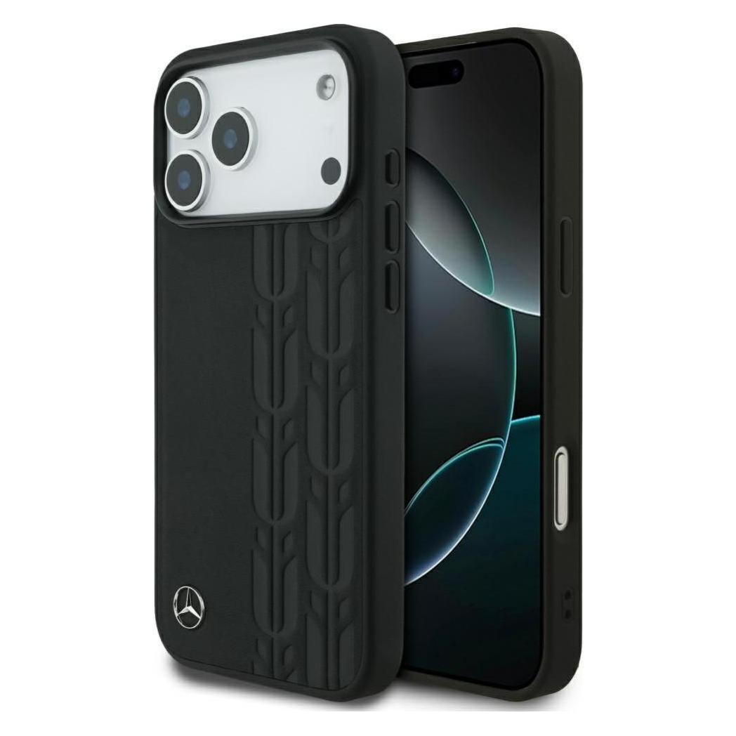 Mercedes Leather Laurel Leaves MagSafe Case For IPhone 17 Pro Max Black (Apple IPhone 17 Pro Max), Smartphone Hülle, Schwarz