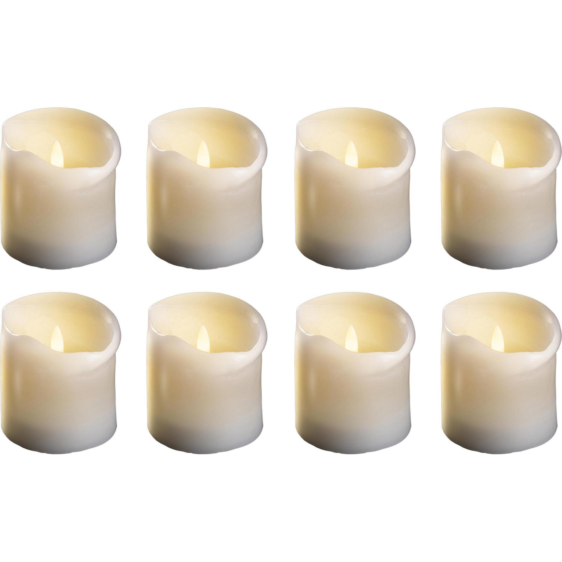 Novaliv, LED Kerzen, 8x mittlere LED Stumpenkerze mit Timer - 7,5cm Durchmesser 12,5cm Höhe - 2 AA Batterien nötig LED (...