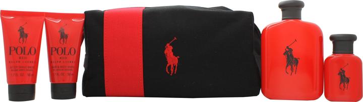 Actual product image Ralph Lauren Polo Red Set 125ml EDT Spray 40ml Aftershave Balm 50ml Shower Gel (Perfume set)