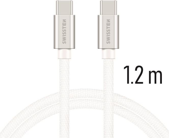 Actual product image Swissten Textile Universal Quick Charge 3.0 USB-C to USB-C Data and Charging Cable 1.2m (1.20 m, USB 3.0)