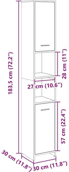 Immagine prodotto vidaXL Badezimmerschrank (30 x 30 x 183,5 cm)