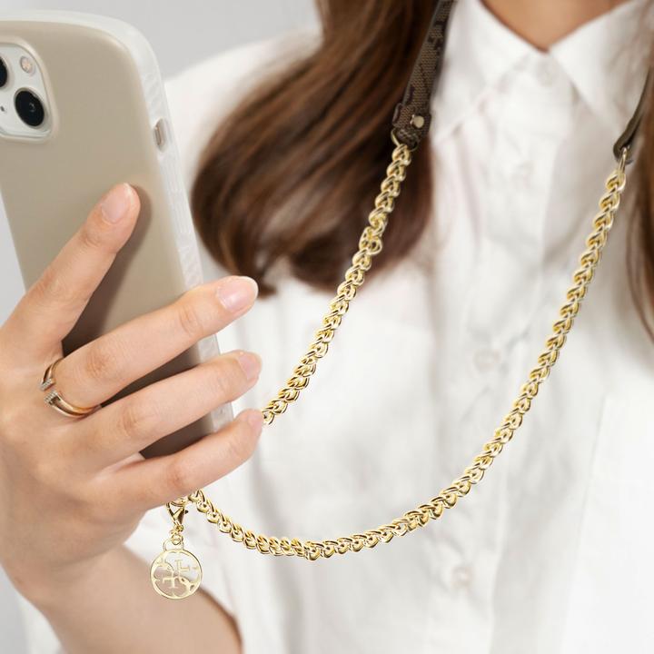 Actual product image Guess Crossbody Strap PU 4G Chain - gold / beige