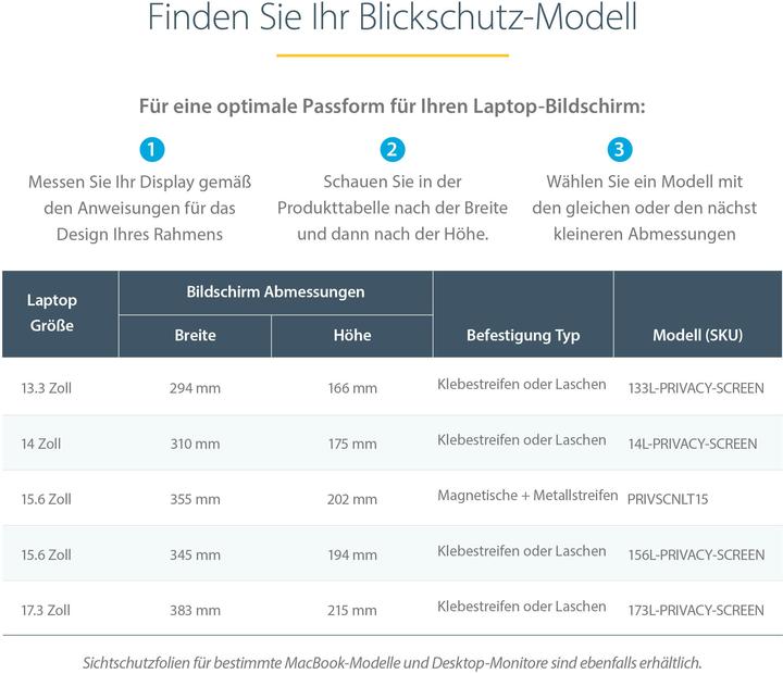 Nutritional values and ingredients StarTech 15.6" Privacy Filter (13.58", 16:9)