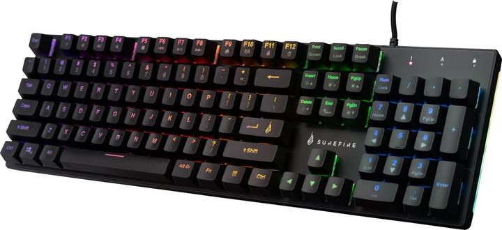SureFire Gaming KingPin M2 Clavier de jeu USB filaire rétroéclairé, touches multimédia anglais US (US, Filaire)