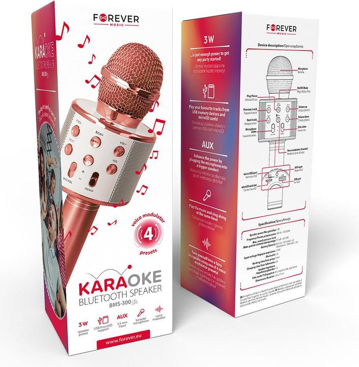 Produktbild Forever Bluetooth-Mikrofon mit Lautsprecher BMS-300 Roségold