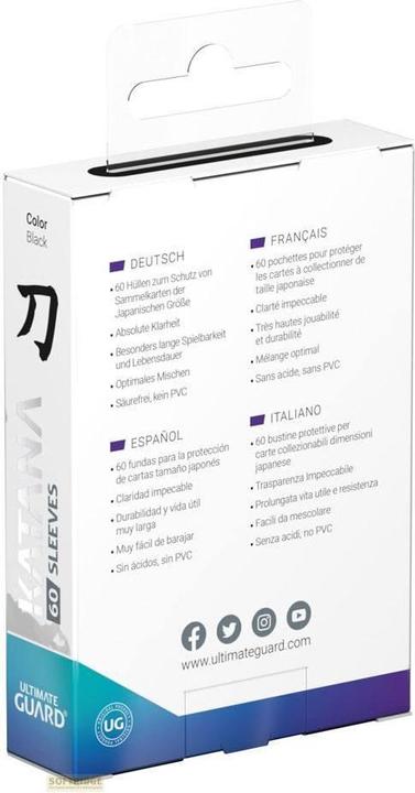 Immagine prodotto Ultimate Guard Kartenhülle Katana Sleeves Japanische Grösse Schwarz 60
