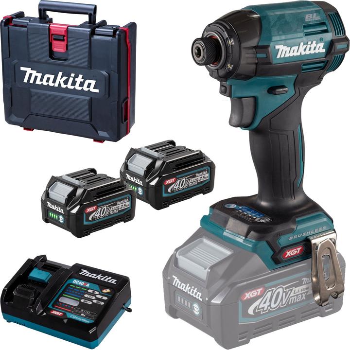 Image du produit Makita Visseuse à choc sans fil TD002GD202 | 40 V, 2x 2,5 AhBatterie, chargeur en coffret