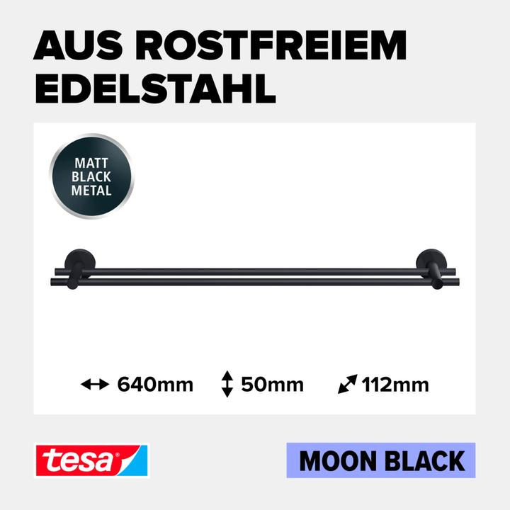Actual product image tesa MOON BLACK double towel rail incl. adhesive solution without drilling