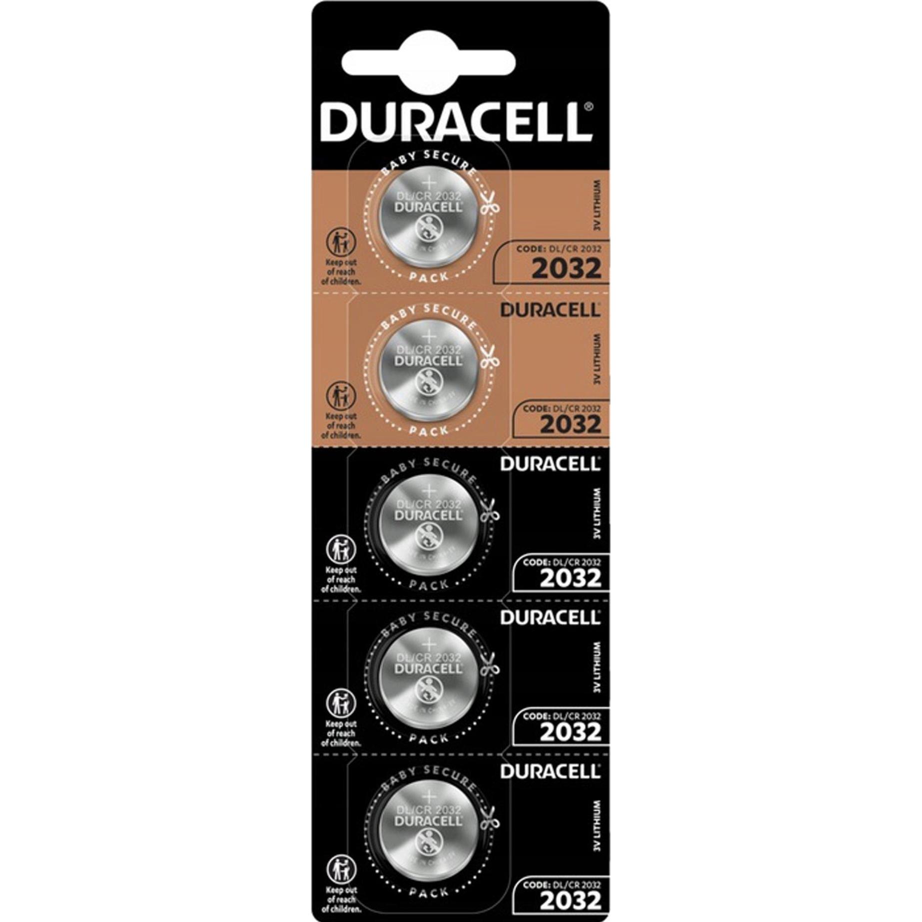 Duracell Pila a bottone al litio (5 pz., CR2032, 265 mAh), Batterie + pile