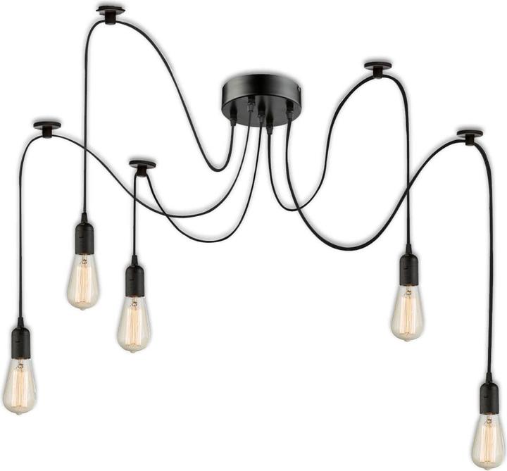 Produktbild Isoled Hängeleuchte Spider 1 Metall schwarz, 5 Kabel 2m, exkl. 5xE27 Leuchtmittel
