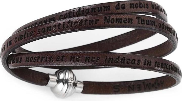 Immagine prodotto Amen Bracciale in latino della preghiera del Padre Nostro (57 cm, Cuoio, Acciaio inossidabile)