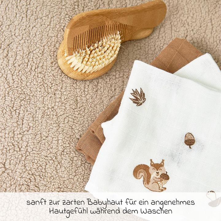 Actual product image Meyco Baby Forest Animals Washcloths - Pack of 3 - muslin - toffee