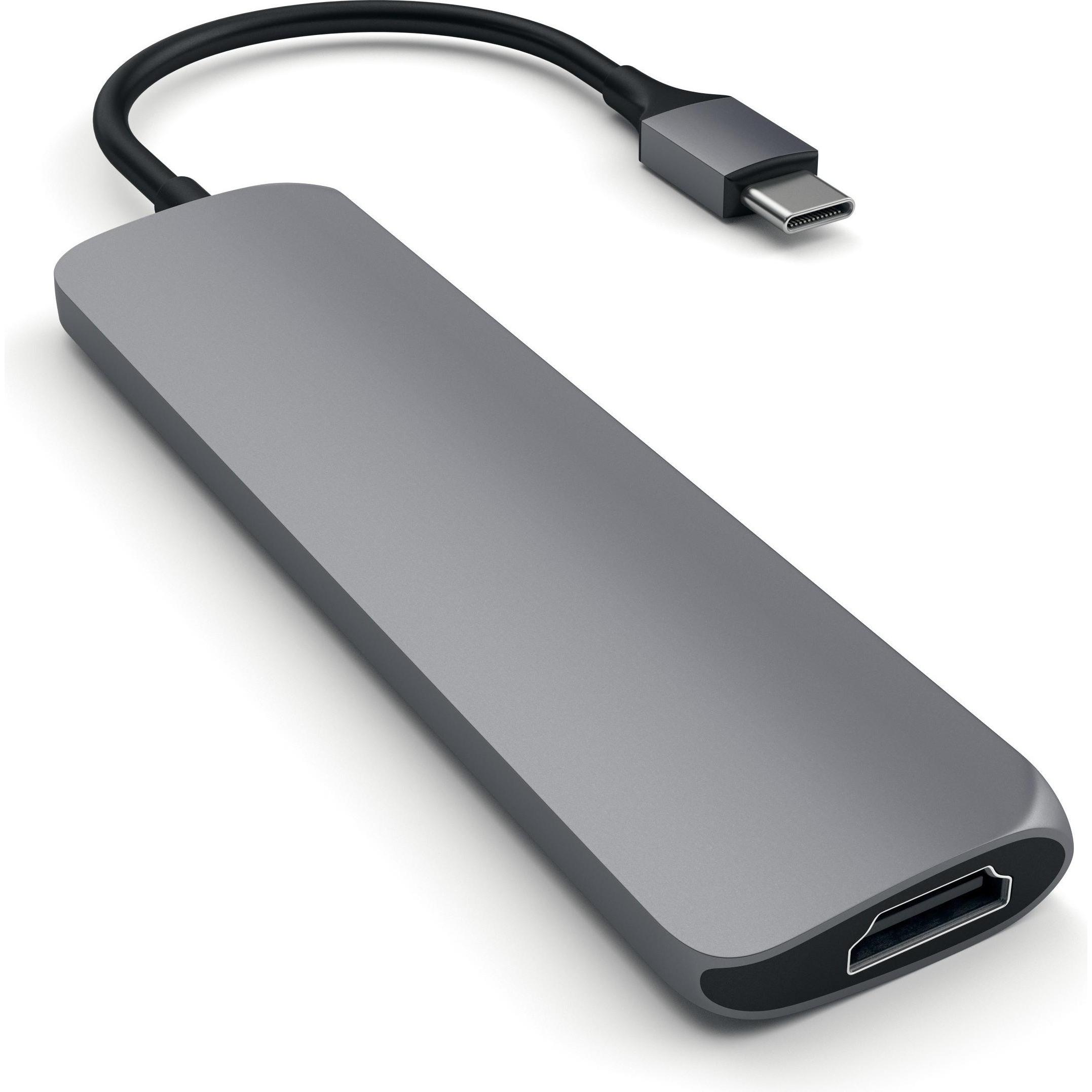Satechi St-Cmam (USB-C, 4 Ports), Dockingstation + USB Hub, Grau