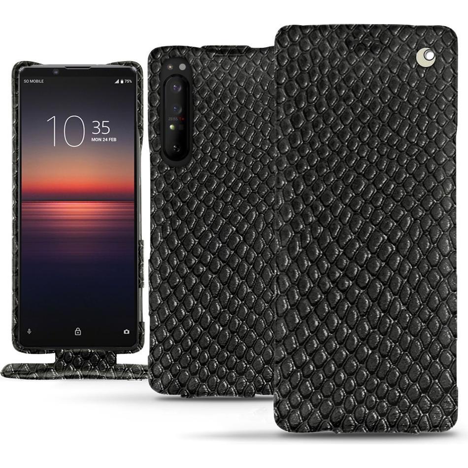 Noreve Lederschutzhülle vertikal (Sony Xperia 1 II), Smartphone Hülle, Schwarz