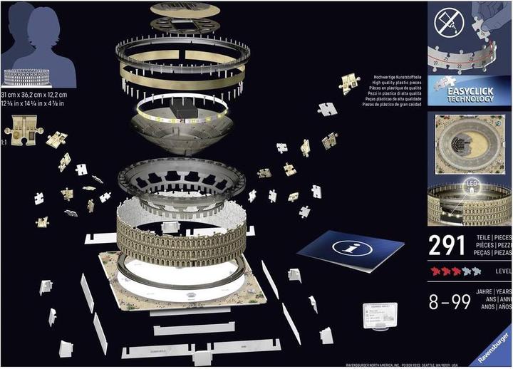 Image du produit Ravensburger 3D Puzzle 216 Teile - Iconics: Kolosseum Rom - mit Licht (216 pièces)