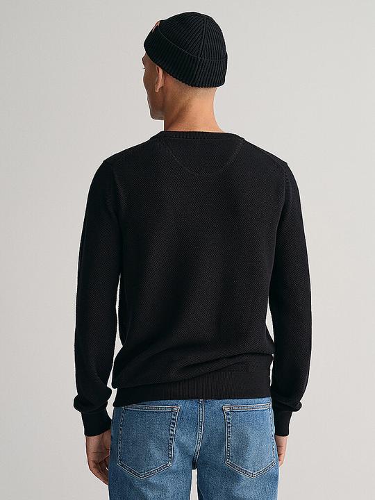 Produktbild GANT Cotton Pique Pullover Crew Neck Black (S, L, 3XL)