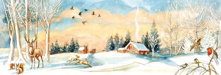 Actual product image The forest shines like Christmas. A lantern Advent calendar with 24 doors