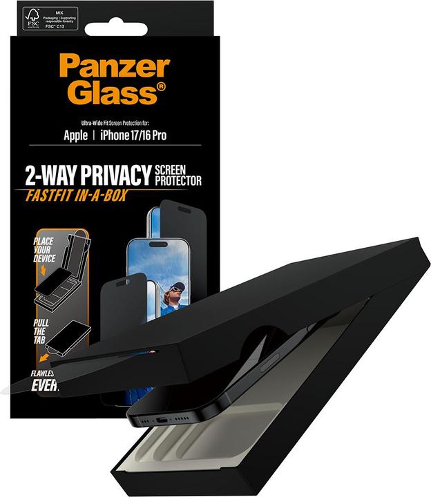 Produktbild PanzerGlass Privacy Screen Protector (1 Stk., Apple iPhone 16 Pro, Apple iPhone 17)
