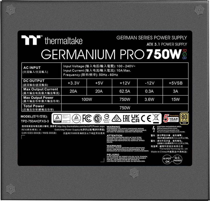 Produktbild Thermaltake Tt Germanium Pro RGB 0750W (750 W)