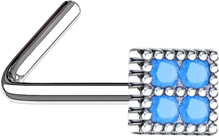 Immagine prodotto Star Piercing Nasenstecker gewinkelt silber quadratisch mit türkis Stein (Ottone, Acciaio chirurgico 316L)