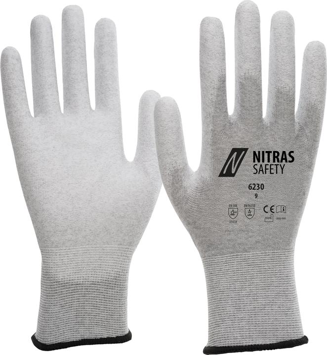Produktbild Nitras Handschuhe 6230 Grösse 8 grau/weiss EN 388, EN 16350 PSA-Kategorie II (8)