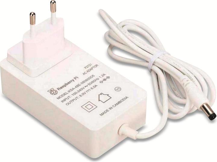 Berrybase 48W power supply for Raspberry Pi Build HAT, EU, white