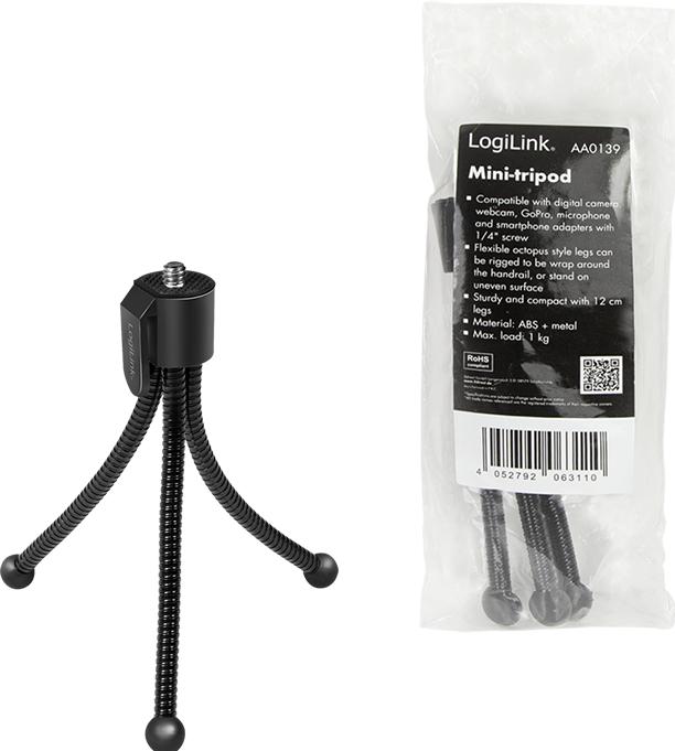 Immagine prodotto LogiLink Mini treppiede portatile, flessibile, max. 1 kg