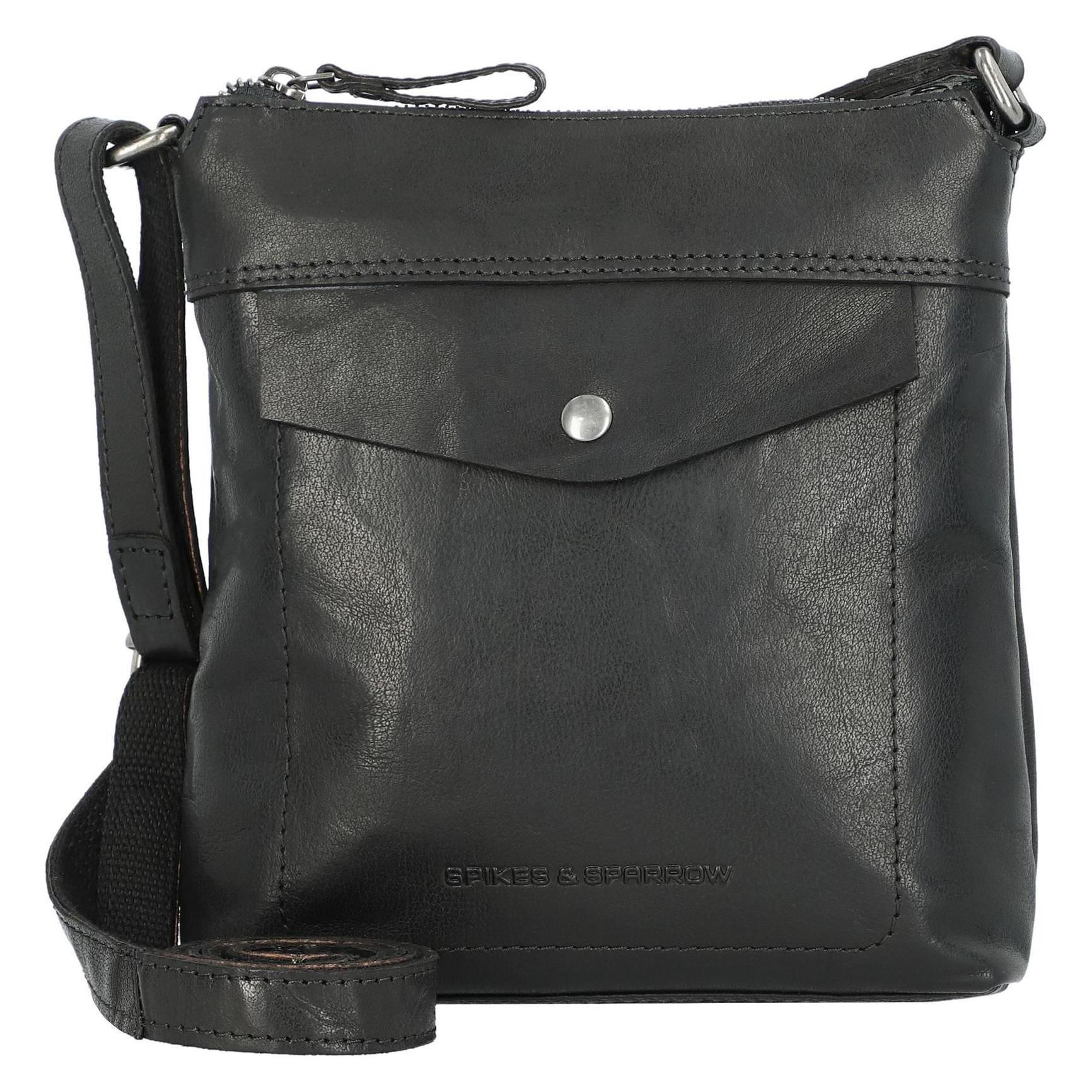 Spikes & Sparrow, Herren, Handtasche, Bronco Umhängetasche Leder 20, 5 Cm, Schwarz