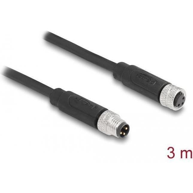 Delock M8 3 Pin Kabel St zu Bu A-kodiert 3m (STP, 3 m), Netzwerkkabel