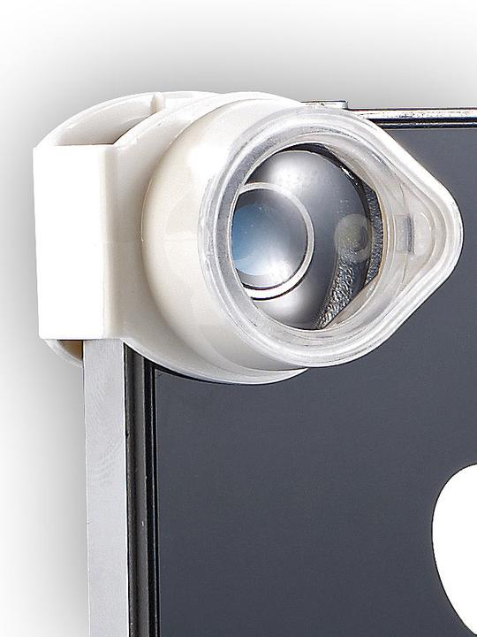 Actual product image Somikon Microscope adapter for iPhone with 4x magnification