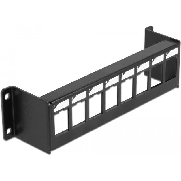 Delock Keystone Halterung 8 Port Panel Aufbau, Elektronikkabel + Stecker, Schwarz