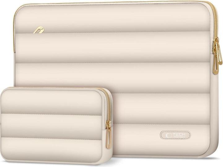 Actual product image Tech-Protect Puffy Laptop Sleeve 13-14" mit Zubehörtasche - Beige (14")