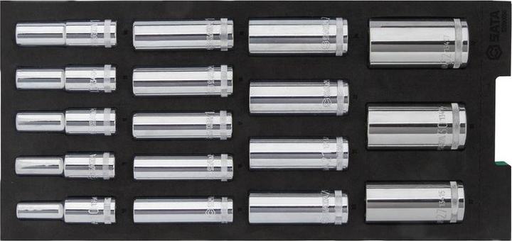 Actual product image SATA 1/2" 6-kant Steckschlüssel-Einlage, lang, 17-tlg.