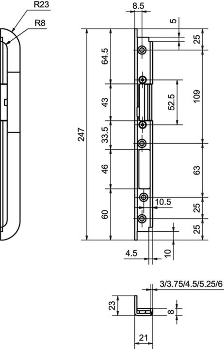 Produktbild Glutz Einfrässchliessbleche V-1151 (Schliessblech)
